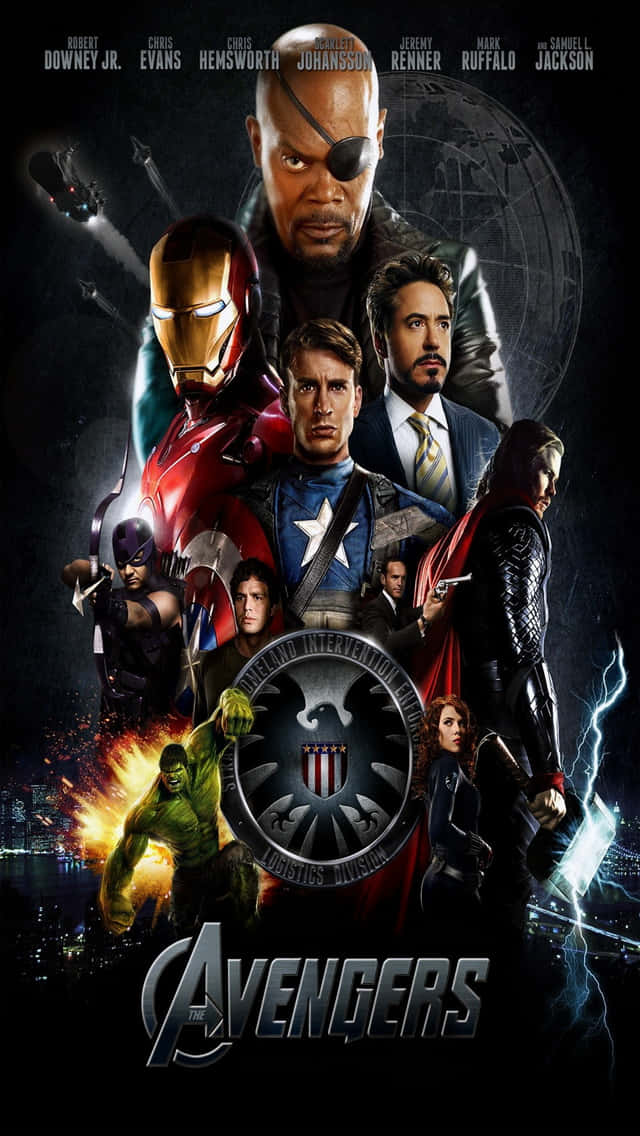 Ilposter Del Film Degli Avengers Con Molti Personaggi Sfondo