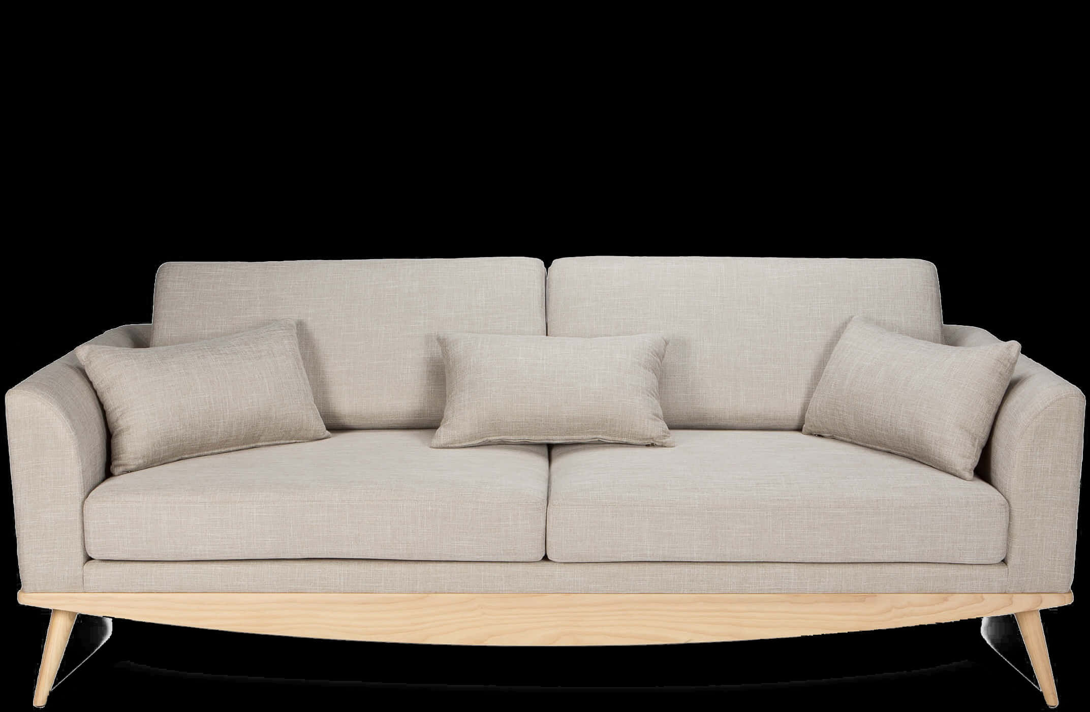 Modern Beige Couch Black Background PNG