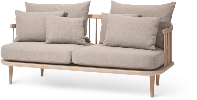 Modern Beige Two Seater Sofa PNG