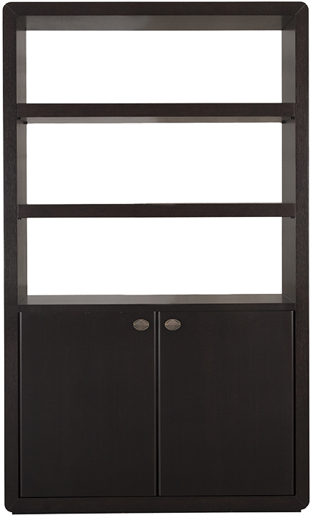 Modern Black Bookshelfwith Cabinet PNG