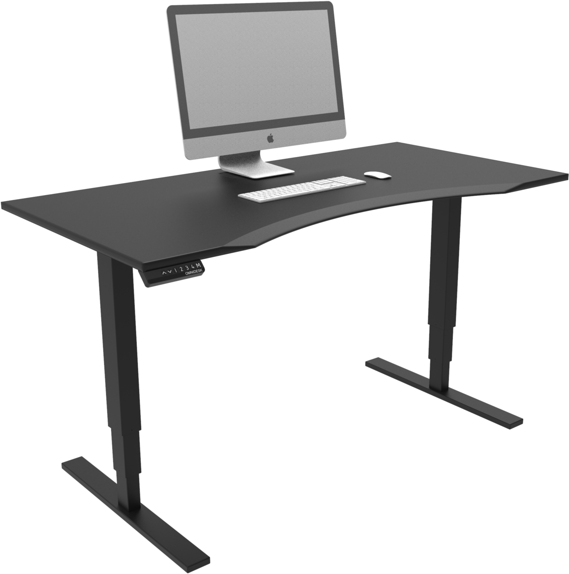 Modern Black Computer Desk Setup PNG