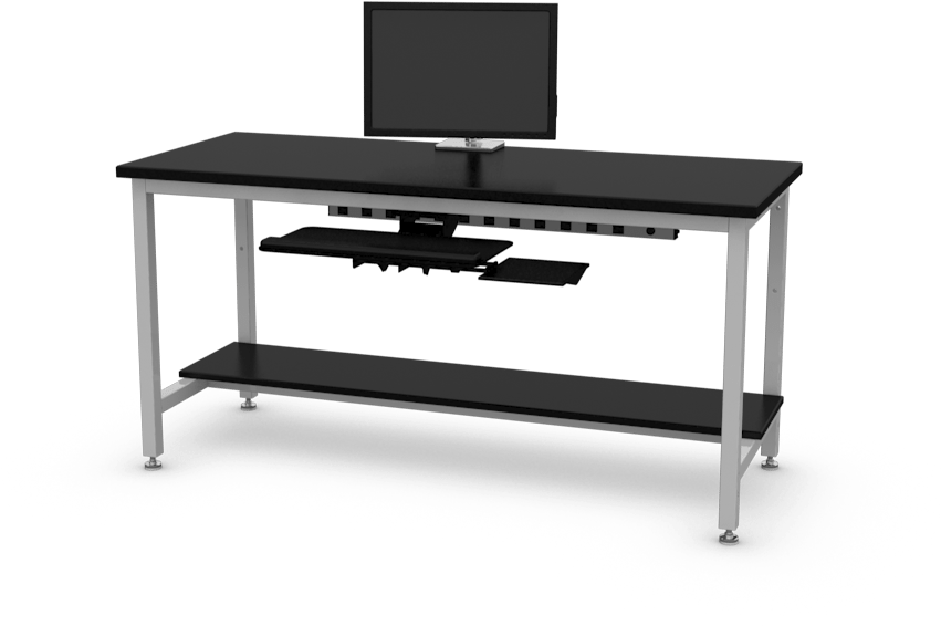 Modern Black Computer Desk Setup PNG