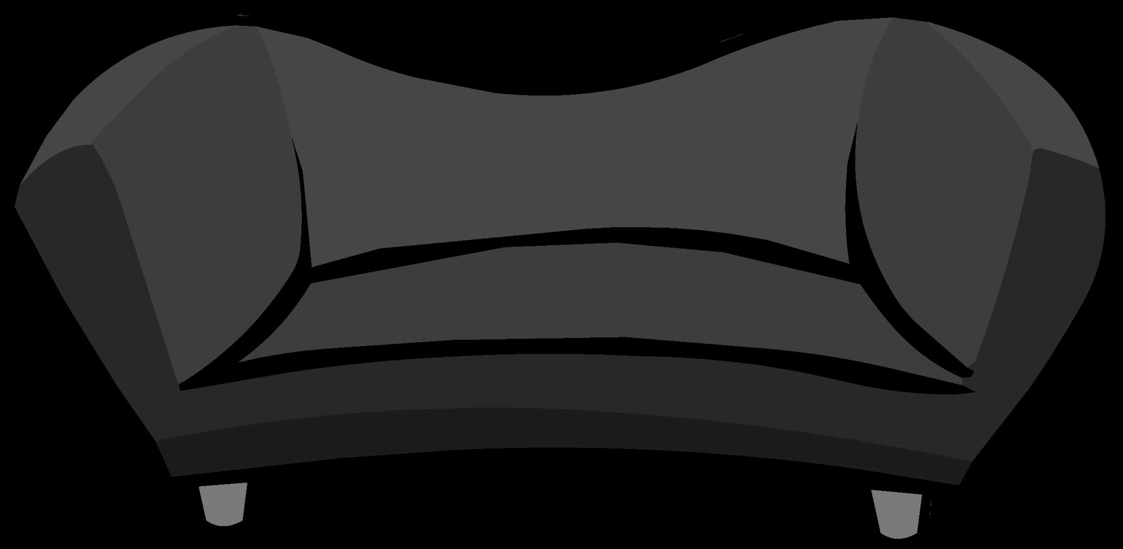 Modern Black Couch Vector PNG