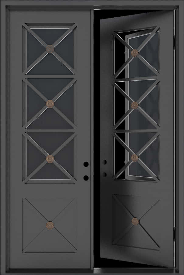 Modern Black Doorwith Geometric Design PNG