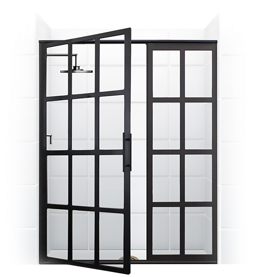 Modern Black Framed Glass Door PNG