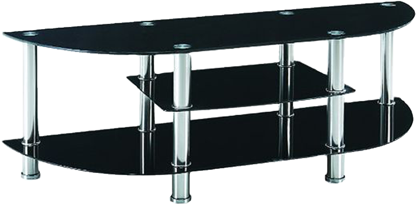 Modern Black Glass T V Stand PNG