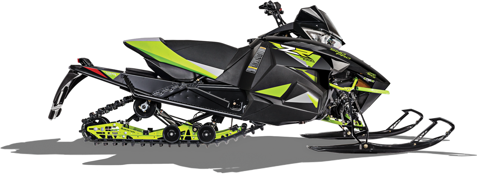 Modern Black Green Snowmobile PNG