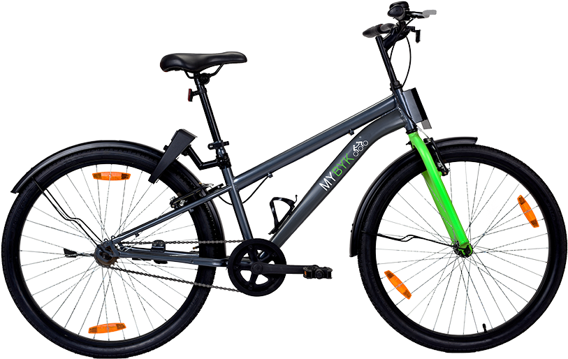 Modern Black Green Urban Bicycle PNG