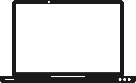 Modern Black Laptop Blank Screen PNG
