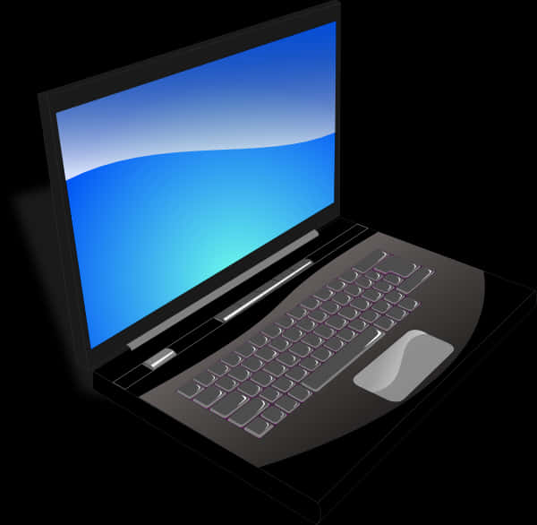 Modern Black Laptop Illustration PNG