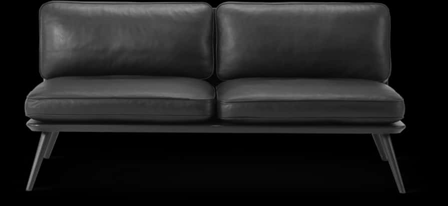 Modern Black Leather Couch PNG