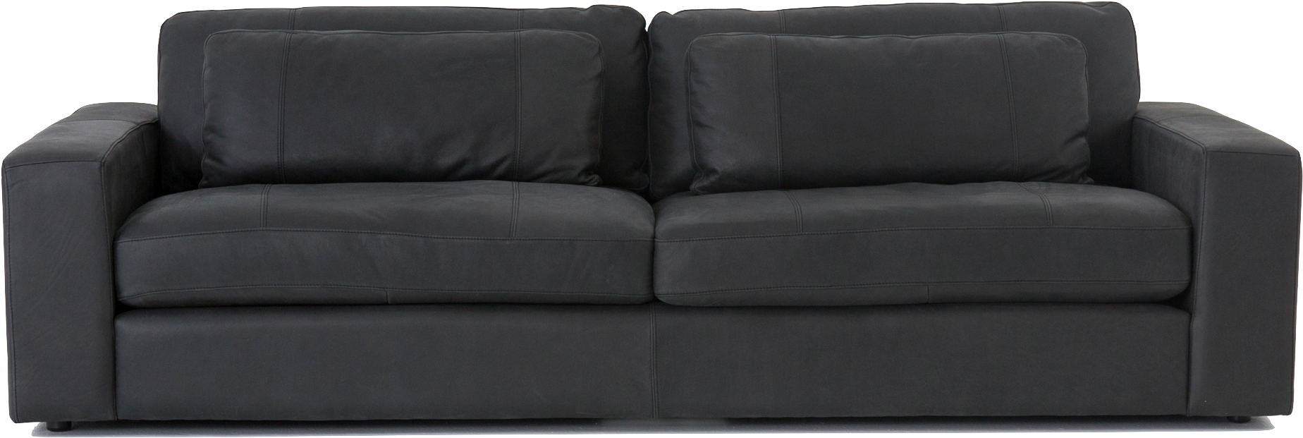 Modern Black Leather Sofa PNG