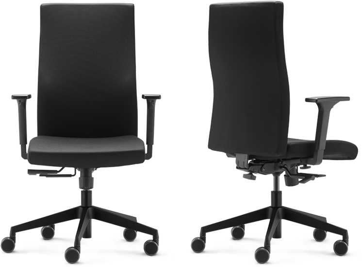 Modern Black Office Chair Two Views PNG