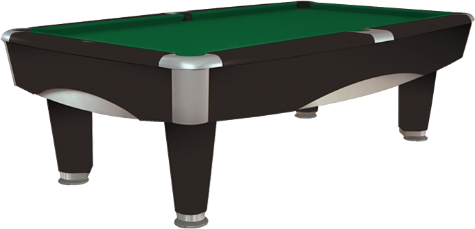 Modern Black Pool Tablewith Green Felt PNG