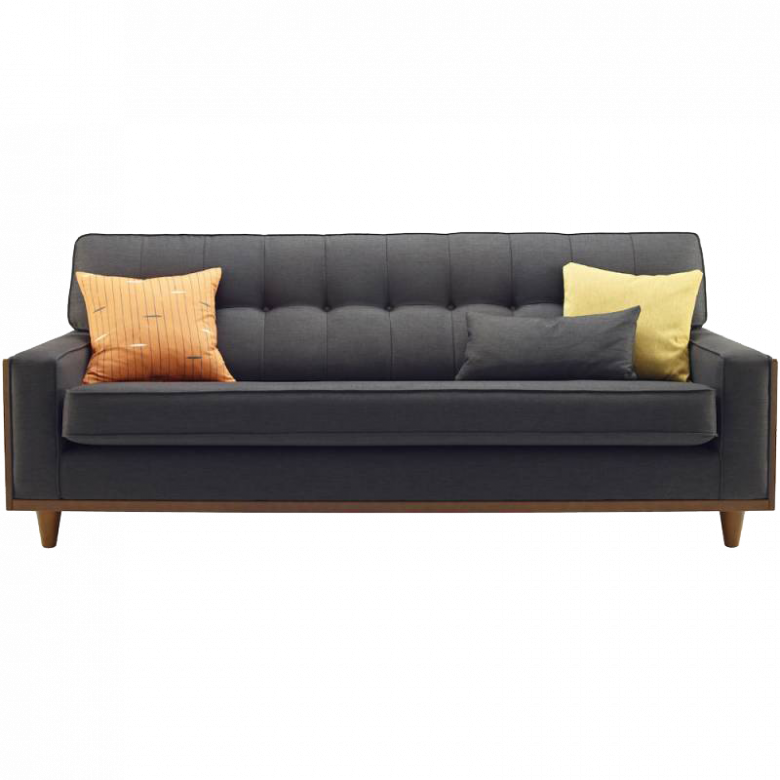 Modern Black Sofa With Cushions PNG