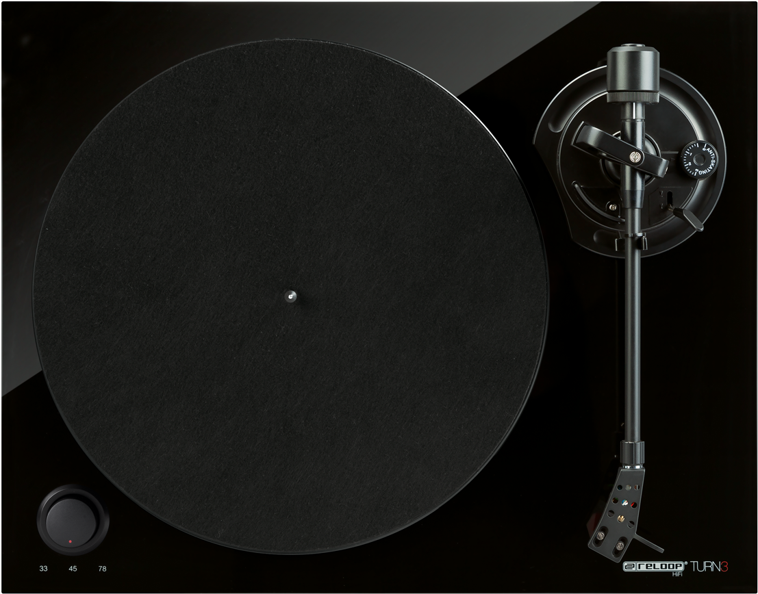 Modern Black Turntable Top View PNG