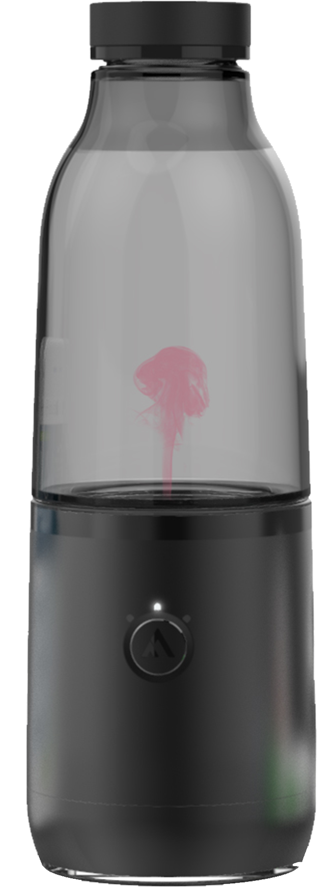 Modern Black Water Bottlewith Jellyfish Design PNG