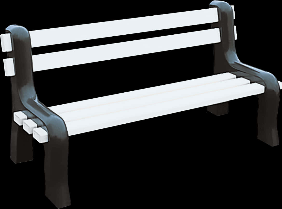 Modern Blackand White Park Bench PNG