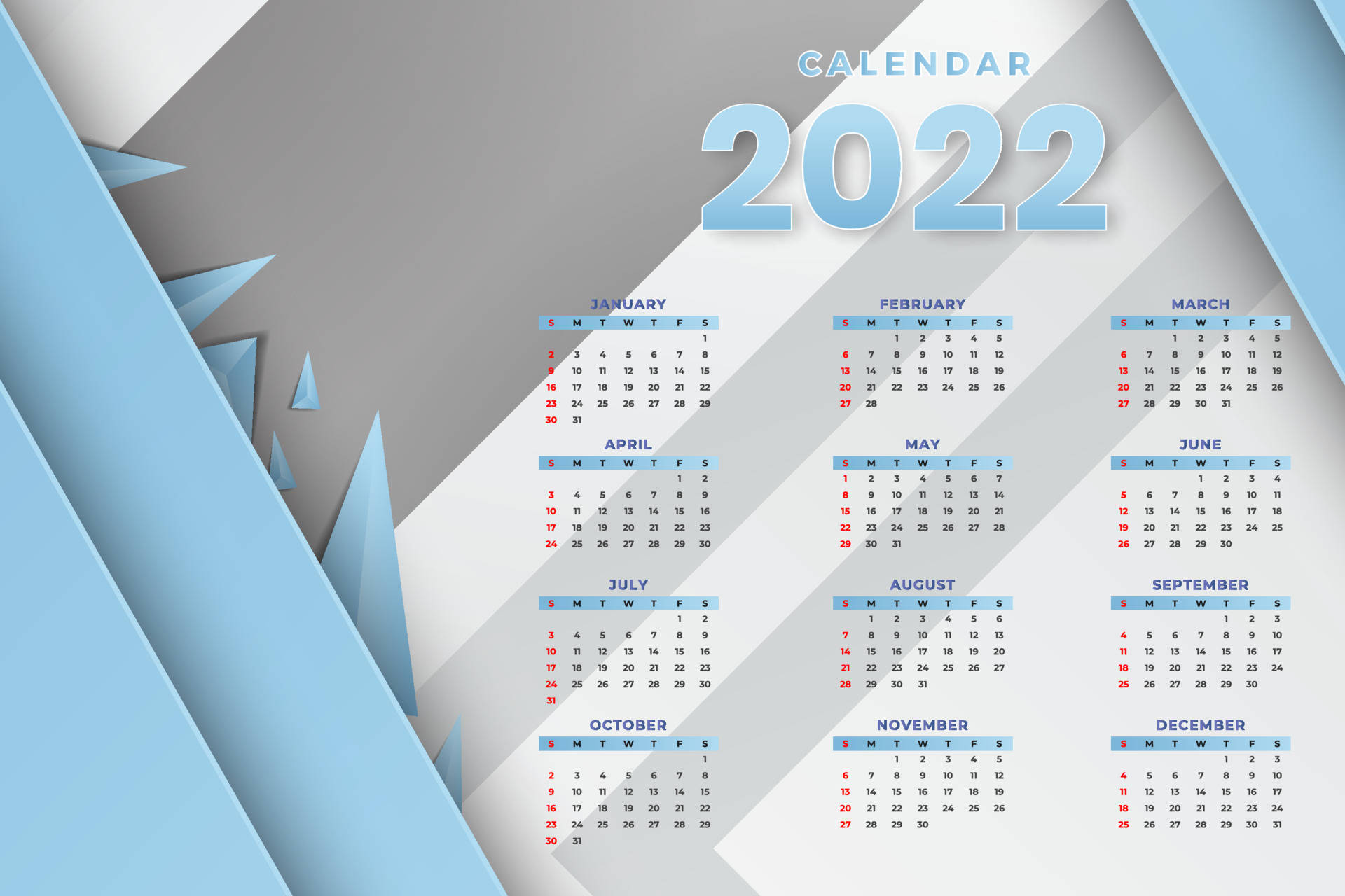 Modern Blue 2022 Calendar Wallpaper