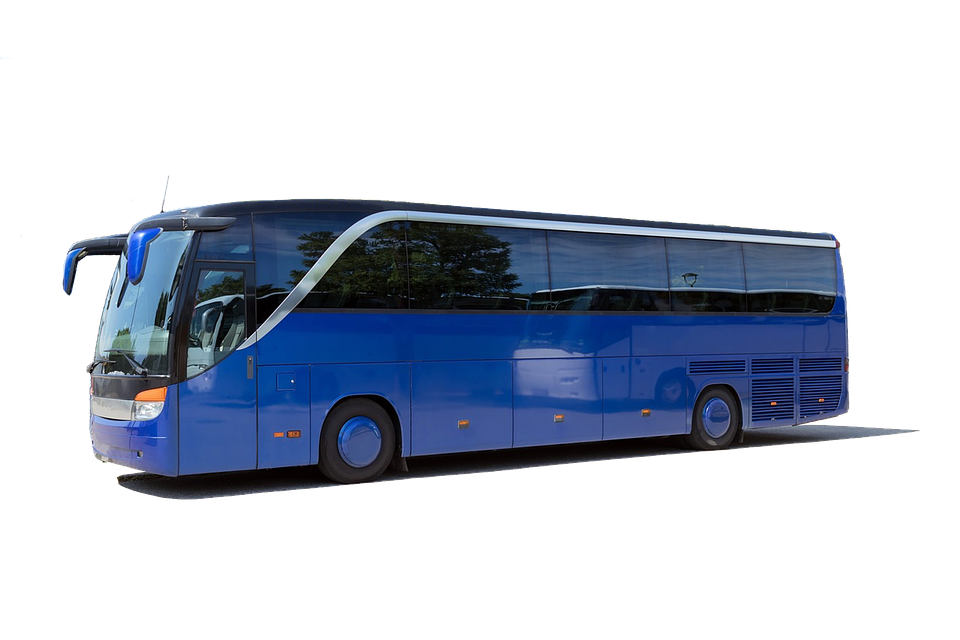 Modern Blue Coach Bus PNG