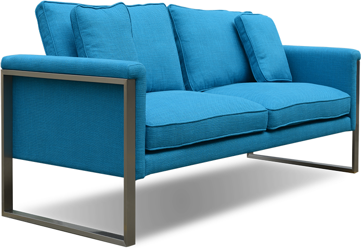 Modern Blue Fabric Sofa PNG