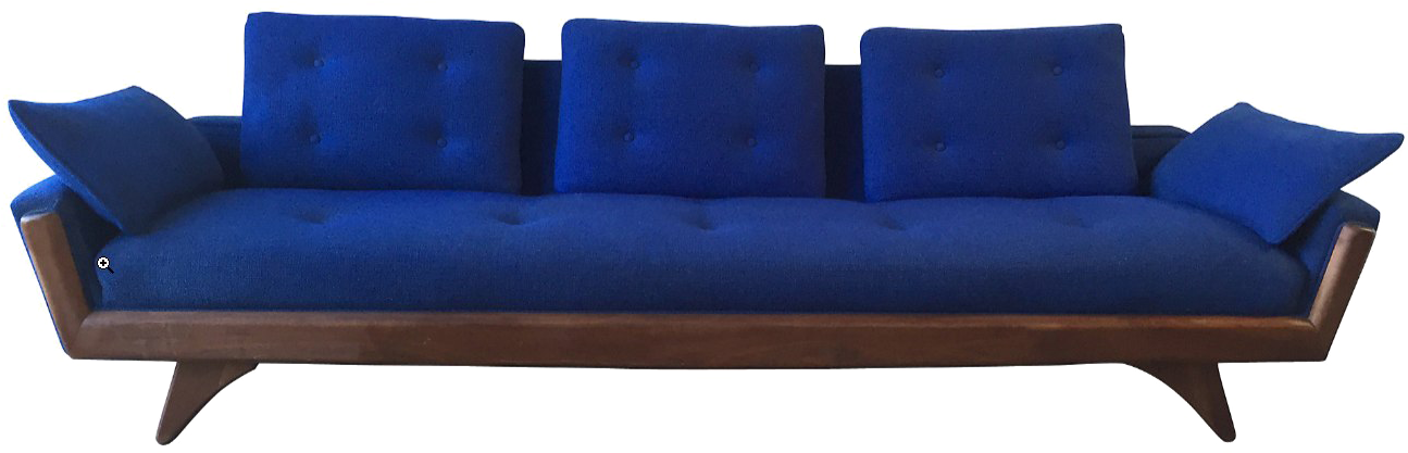 Modern Blue Velvet Sofa PNG