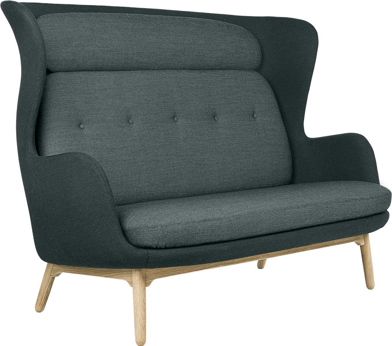 Modern Charcoal Sofawith Wooden Legs.png PNG