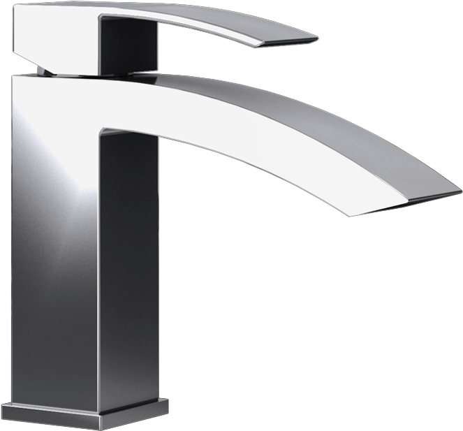 Modern Chrome Bathroom Faucet PNG