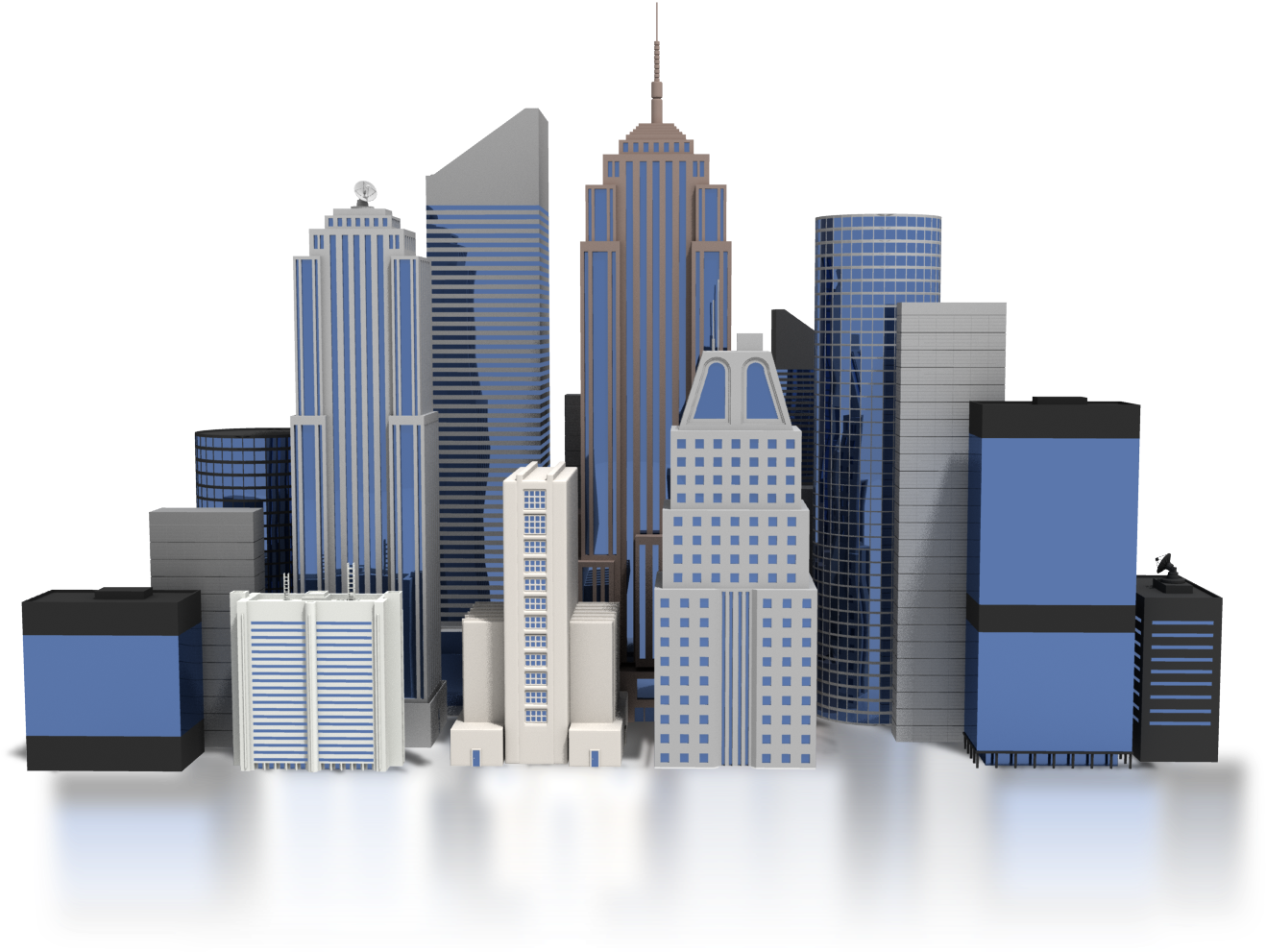 Modern City Skyline Rendering PNG