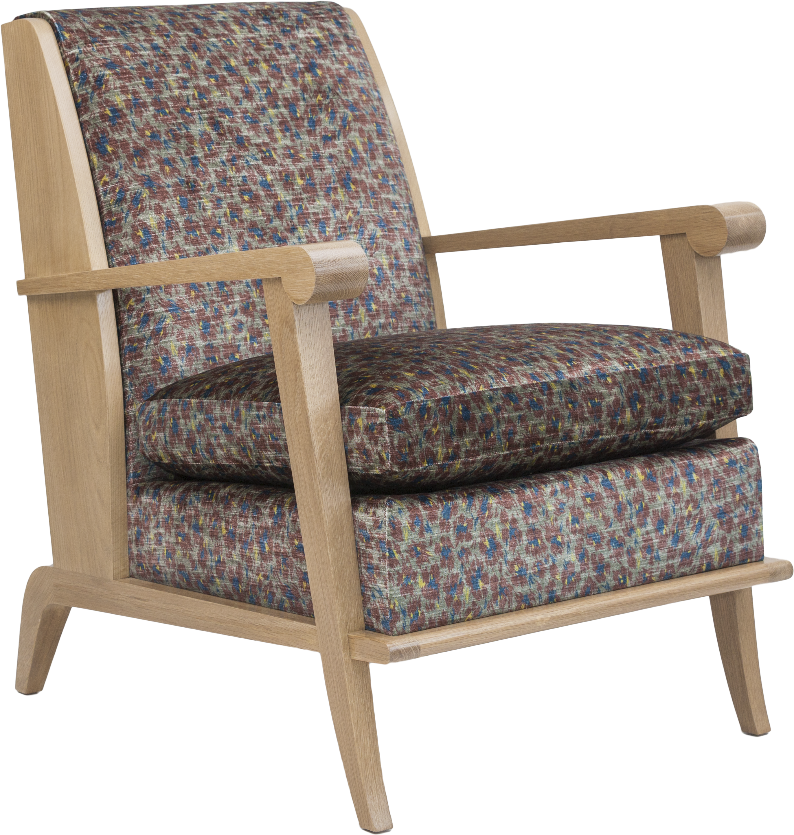 Modern Club Chair With Patterned Upholstery PNG