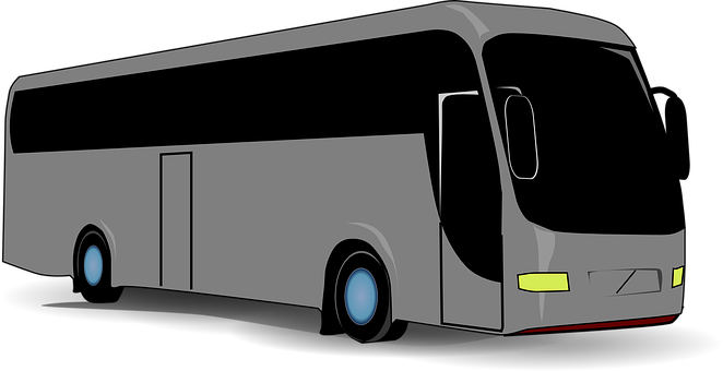 Modern Coach Bus Vector Illustration PNG