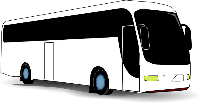 Modern Coach Bus Vector Illustration PNG