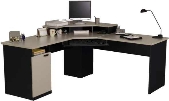 Modern Computer Desk Setup PNG