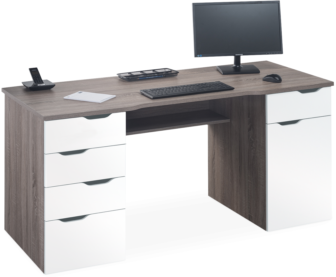 Modern Computer Desk Setup PNG