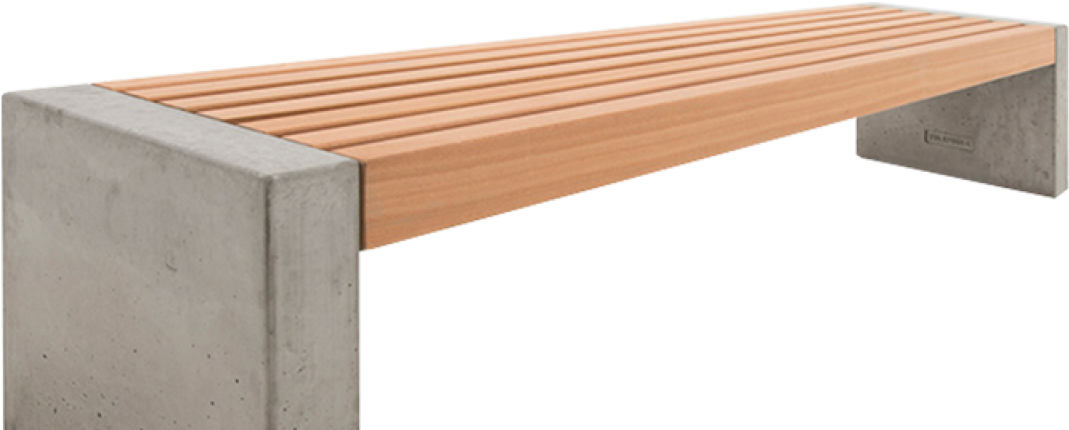 Modern Concreteand Wood Bench PNG