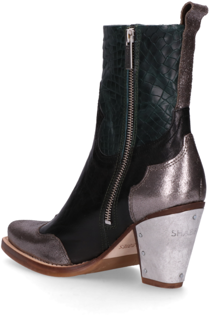 Modern Cowboy Bootwith Zipperand Metallic Heel PNG