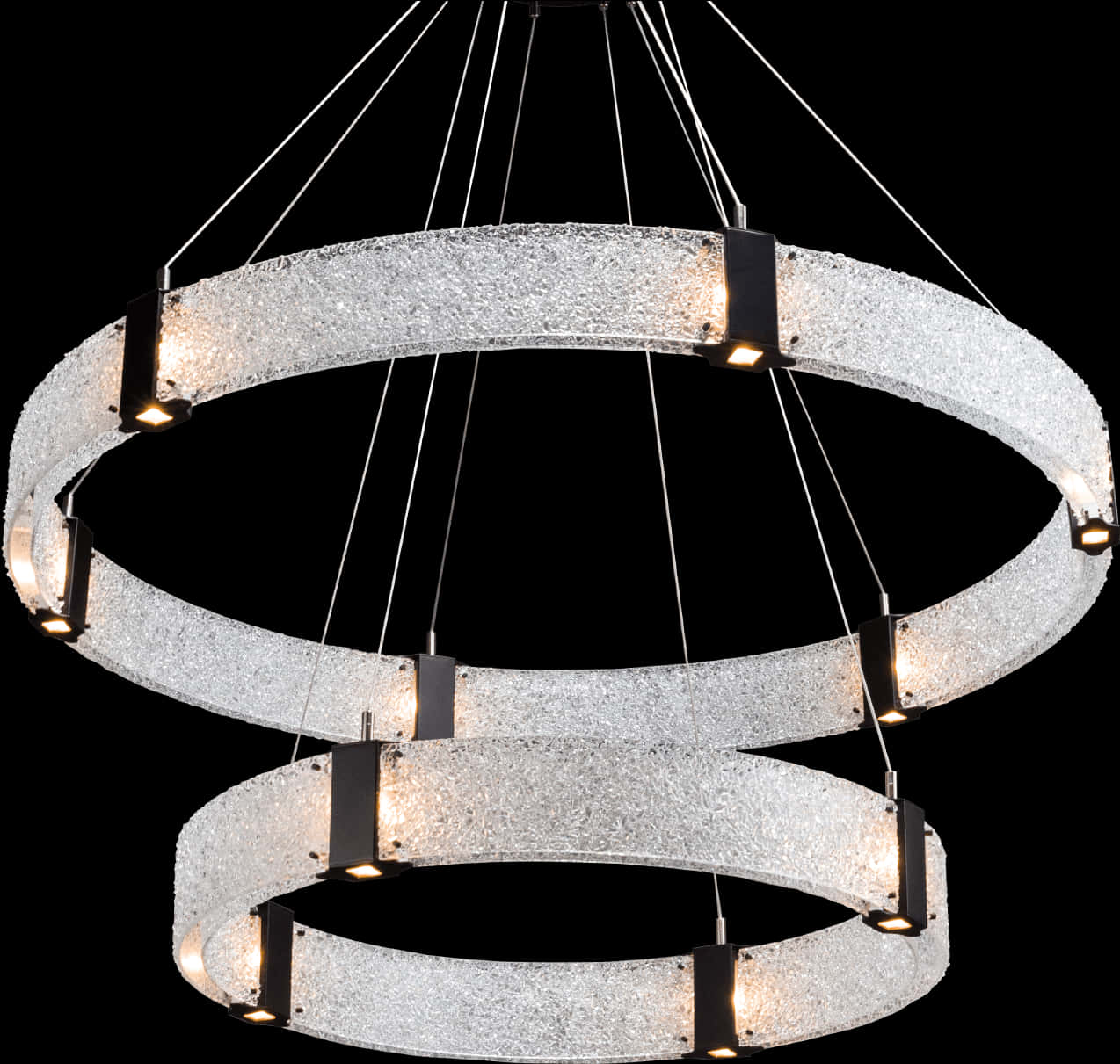 Modern Double Ring Crystal Chandelier PNG
