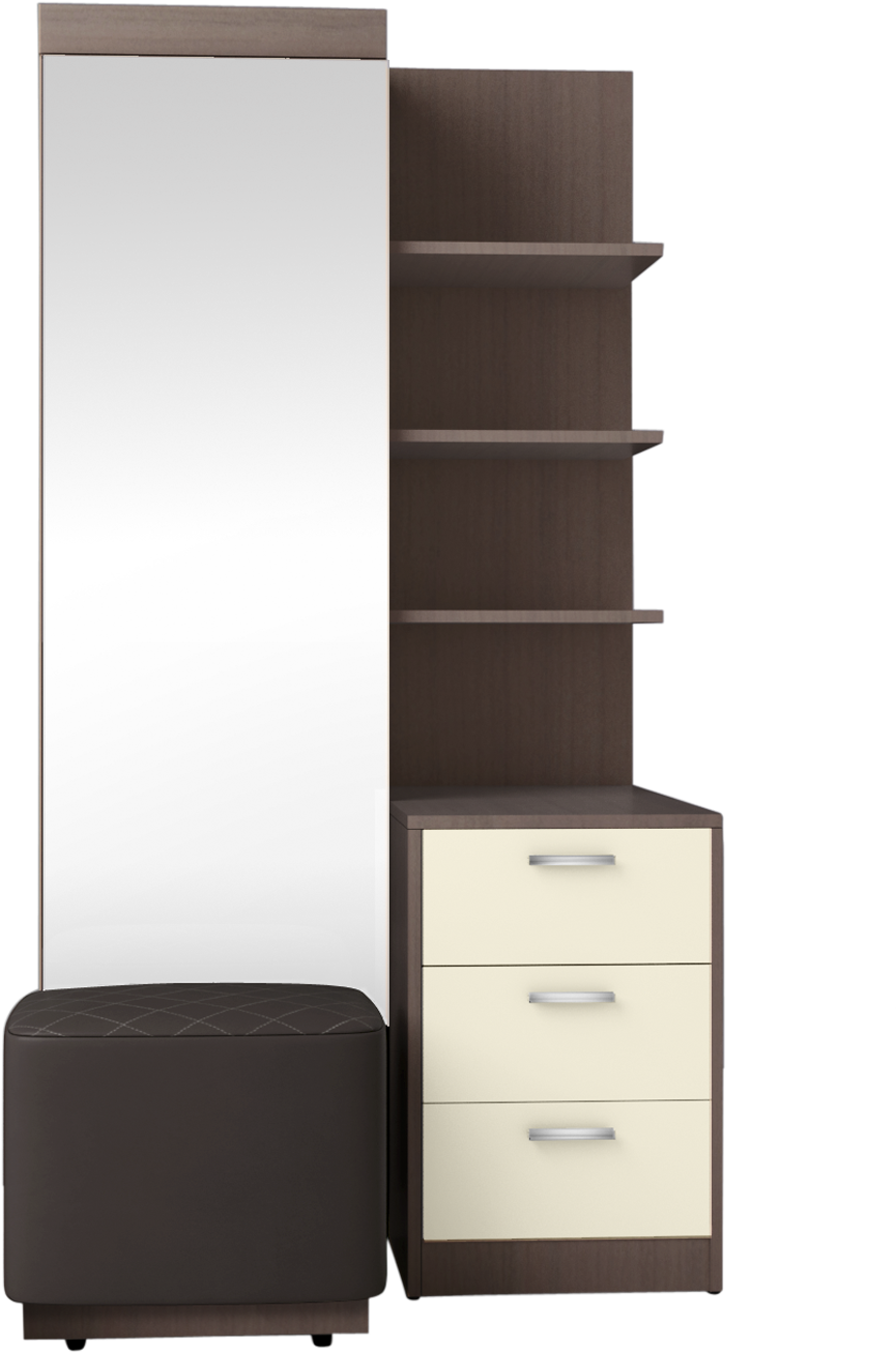 Download Modern Dressing Tablewith Mirrorand Stool | Wallpapers.com