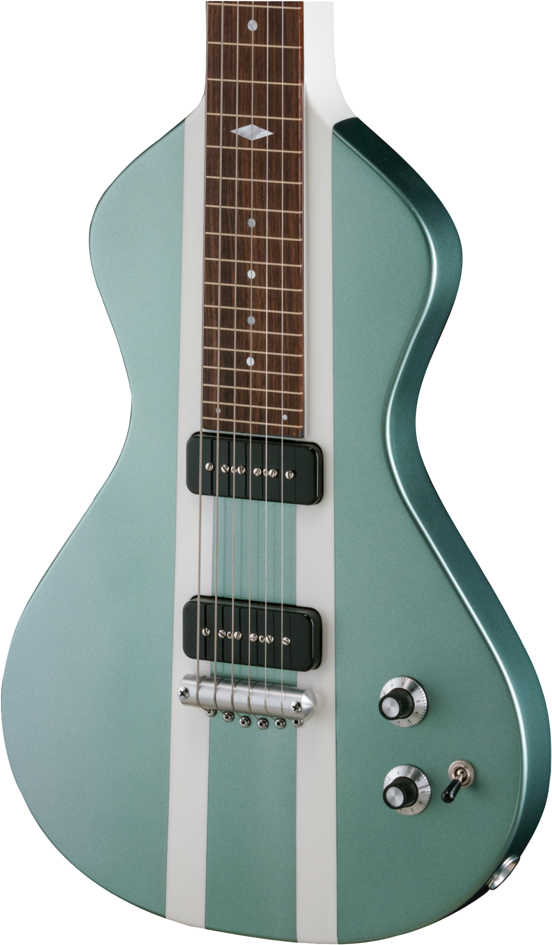 Modern Electric Guitar Green White Stripes PNG