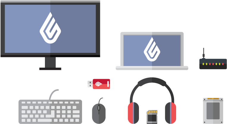 Modern Electronics Devices Setup PNG