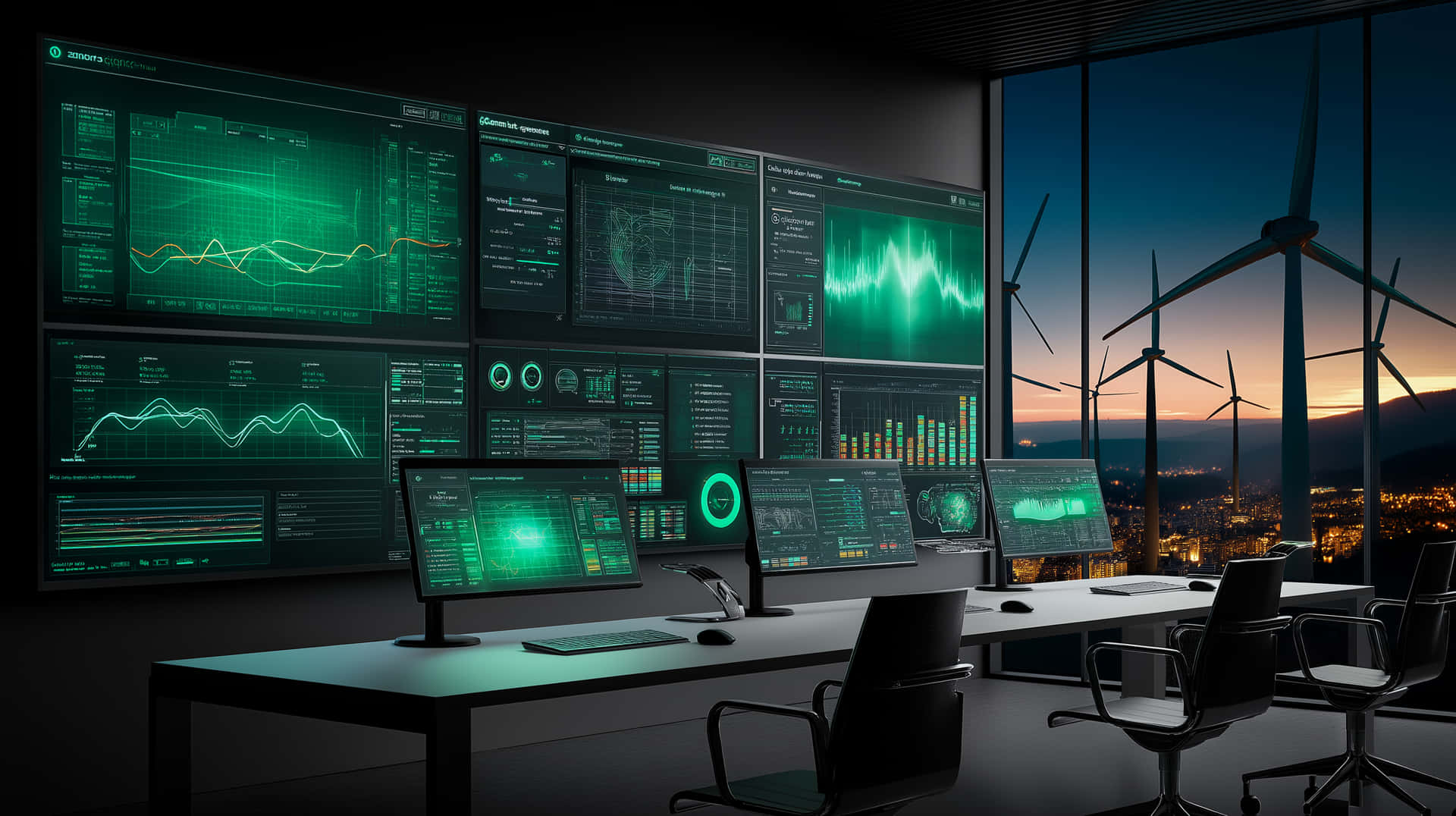 Modern Energy Monitoring Center With Extensive Data Displays Wallpaper