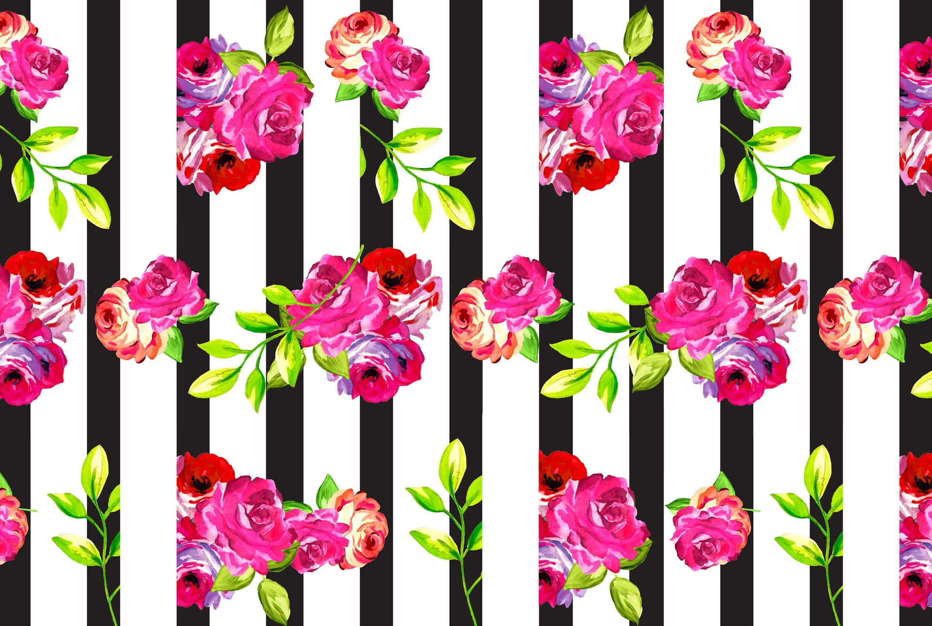 Modern Floral Stripes Pattern Wallpaper