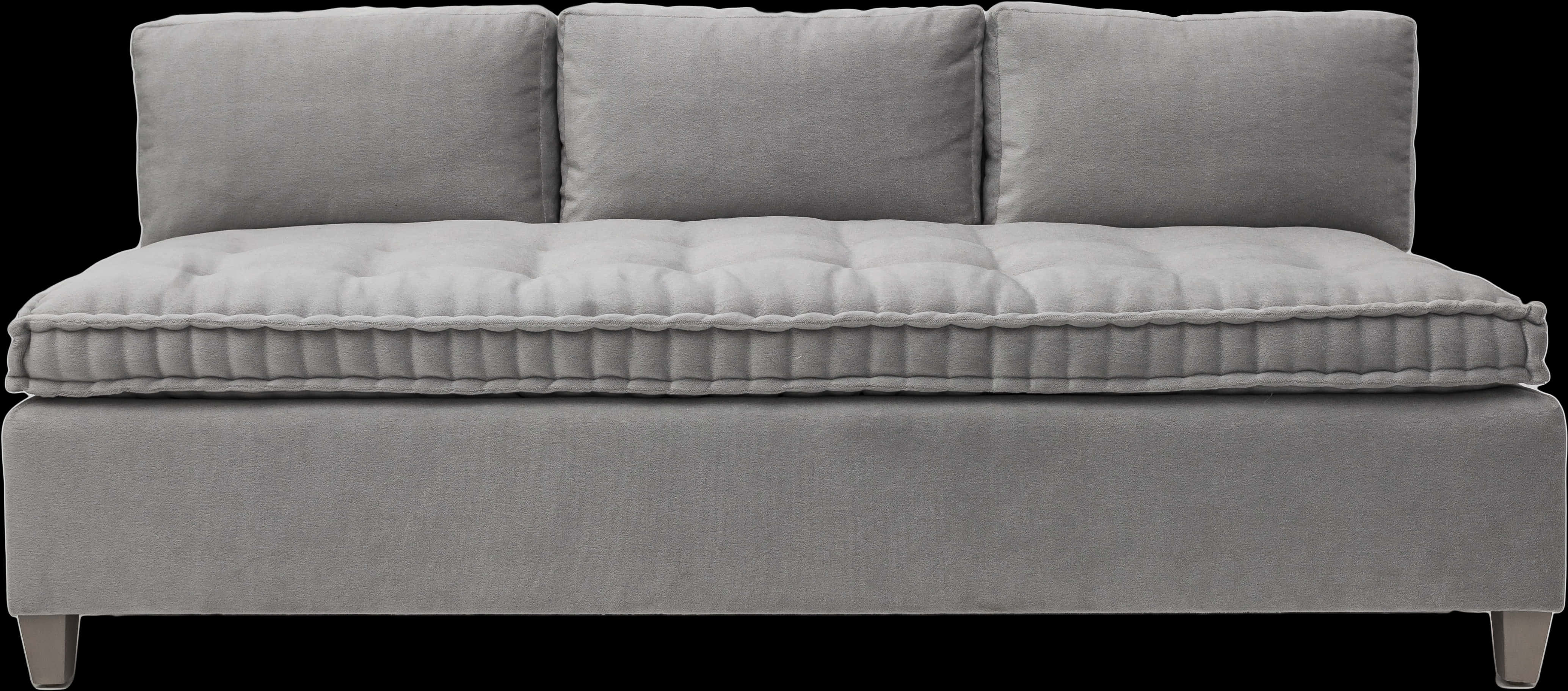 Modern Gray Couch Side View PNG
