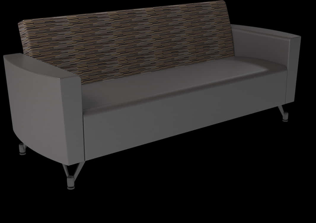 Modern Gray Couchwith Wicker Backrest PNG