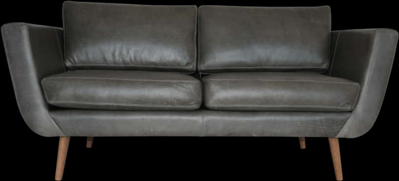 Modern Gray Leather Sofa PNG