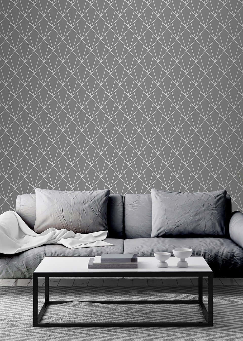 Modern Gray Living Room Decor Wallpaper