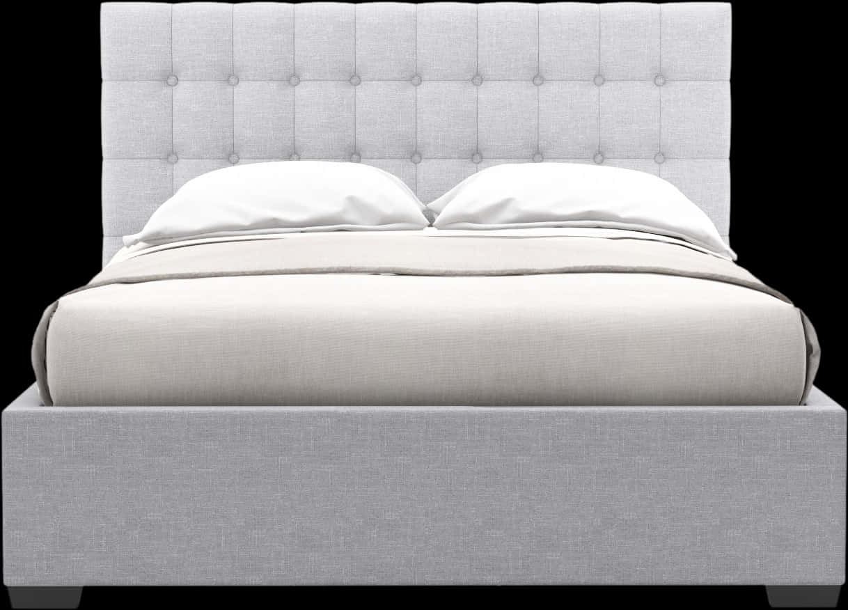 Modern Gray Upholstered Bed PNG