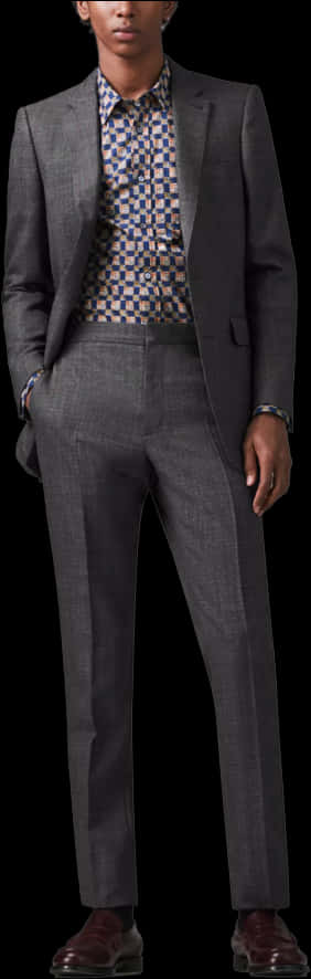 Modern Grey Suit Fashion PNG