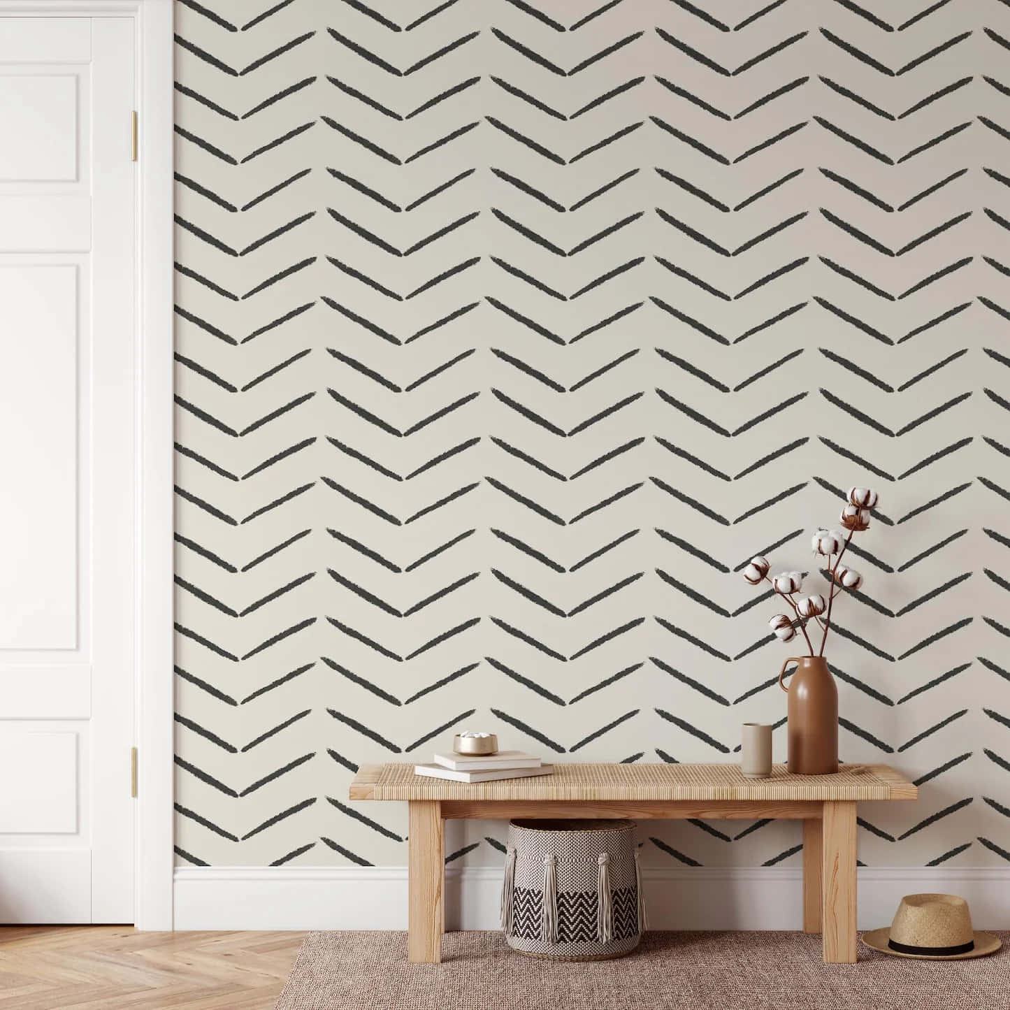 Modern Herringbone Pattern Wall Interior Wallpaper