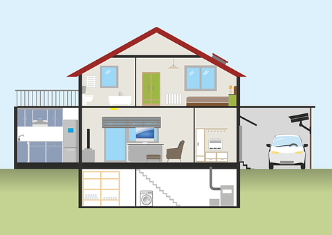 Modern Home Cross Section Illustration PNG